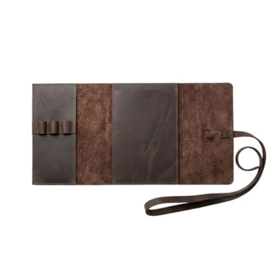 Leather Sketchbook Cover A5 Refillable Notebook Holder with Pen Loops and Strap Closure, Genuine Leather Journal Cover for Arti