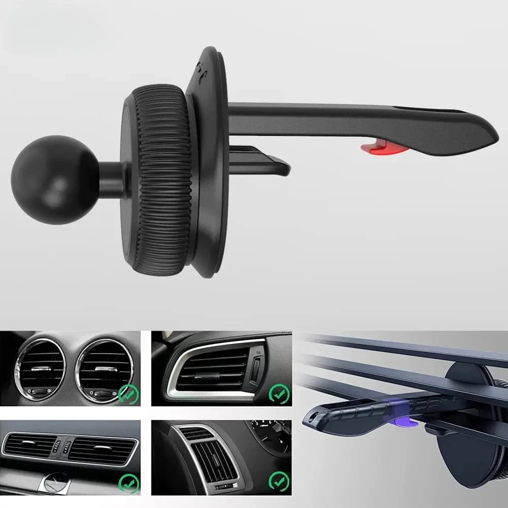 Supporto Universale per Telefono Auto con Testa a Sfera da 17MM, Base per Presa d'Aria, Gancio e Staffa per Accessori GPS e Cellulari
