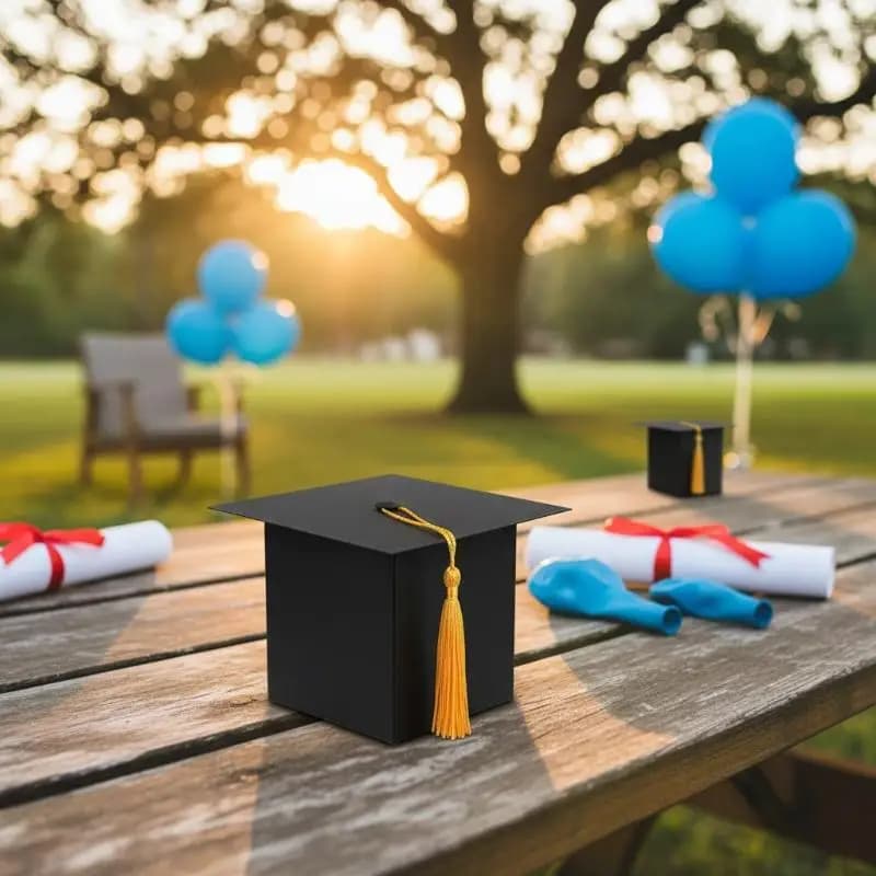 10 Pezzi Scatole Regalo a Forma di Cappello di Laurea con Nappa, Decorazioni per Feste di Laurea, Scatola a Forma di Cappello di Laurea, Classe 2026