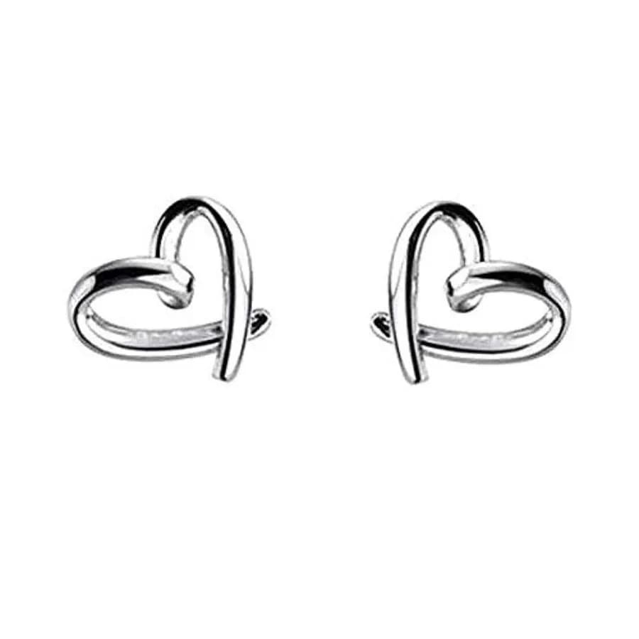 Minimalist Heart Sterling Silver Earrings for Women Girls Teens Charm Hollow Love Hearted Stud Tiny Small Cartilage Tragus Post