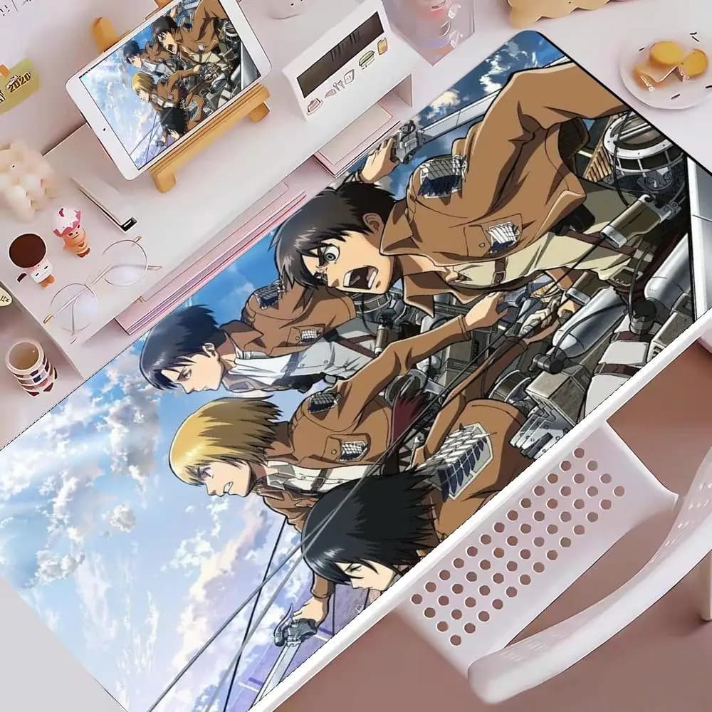 Attack On Titan Mouse Pad Accessori da gioco Tastiera Tappetino da scrivania in gomma di grandi dimensioni Tappeto per computer Anime Tappetino per mouse per PC Gamer HYBXXC