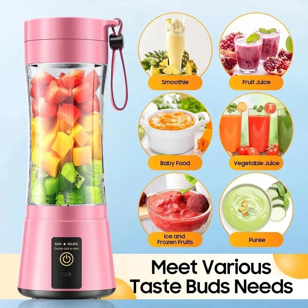 Frullatore Portatile Senza Fili da 380ml, Ricaricabile USB, Leggero e Compatto per Frullati e Smoothie, Ideale per Viaggi e Attività all'Aperto