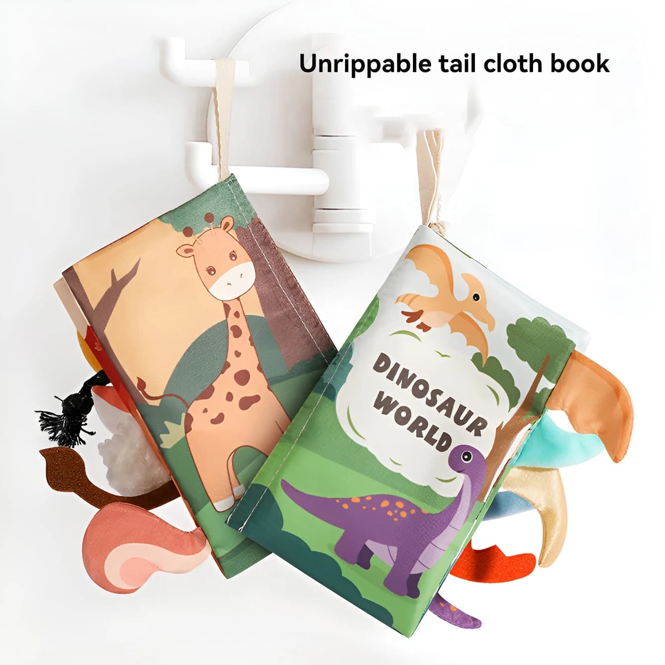 I neonati non possono strappare il libro di stoffa tridimensionale della coda di animale con giocattoli educativi sonori in carta sonora