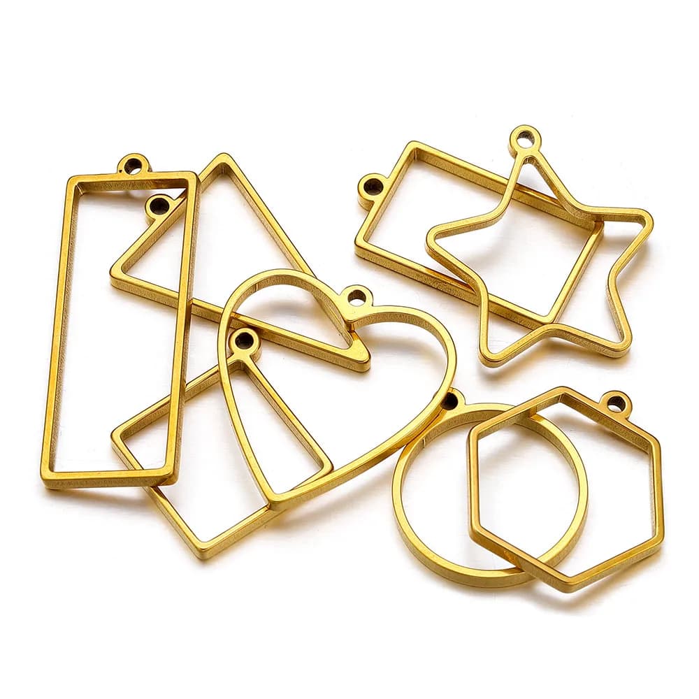 10 pezzi in acciaio inossidabile geometrico connettore metallico ciondoli cornici base fai da te creazione di stampi in cristallo UV in resina epossidica per collane di gioielli