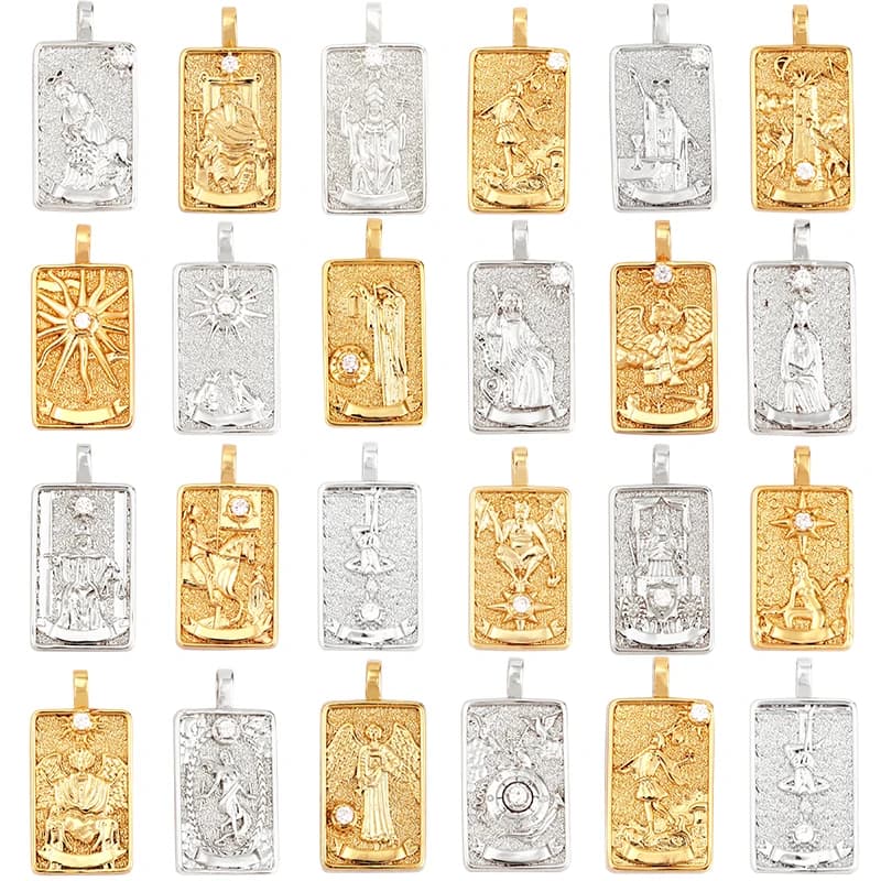 Ciondolo con ciondolo con carte dei tarocchi, 2021 nuovi accessori di gioielli fai da te placcati in oro reale 18 carati per collane di bracciali che creano M06