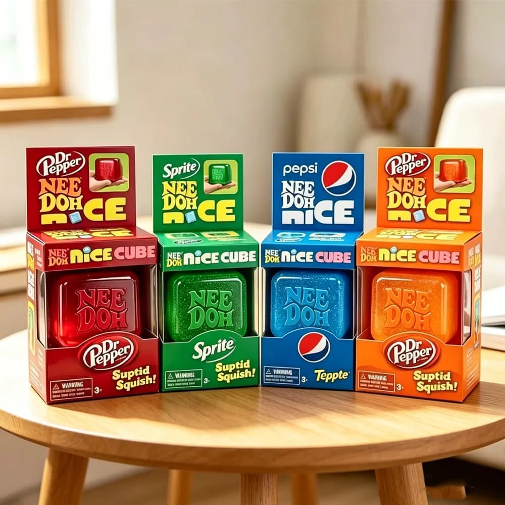Sprite/Pepsi NeeDoh Squish Cube Giocattolo Antistress in Gomma Morbida Estensibile per Ufficio e Scuola, per Bambini e Adulti, Allevia Ansia