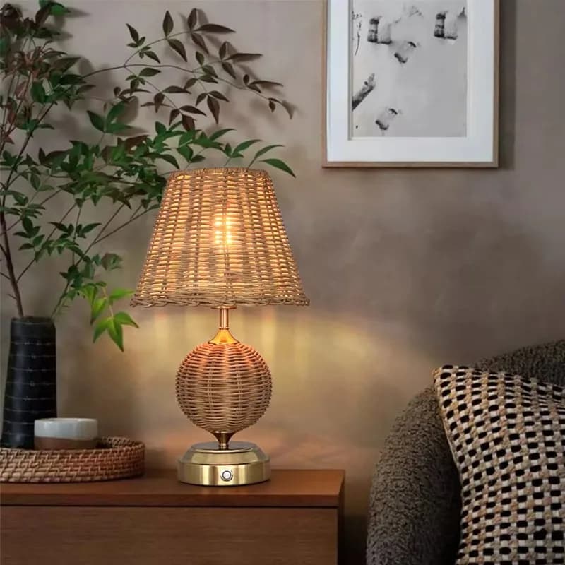 Lampada da scrivania a diodi emettitori di luce in tessuto elegante di lusso classico senza fili