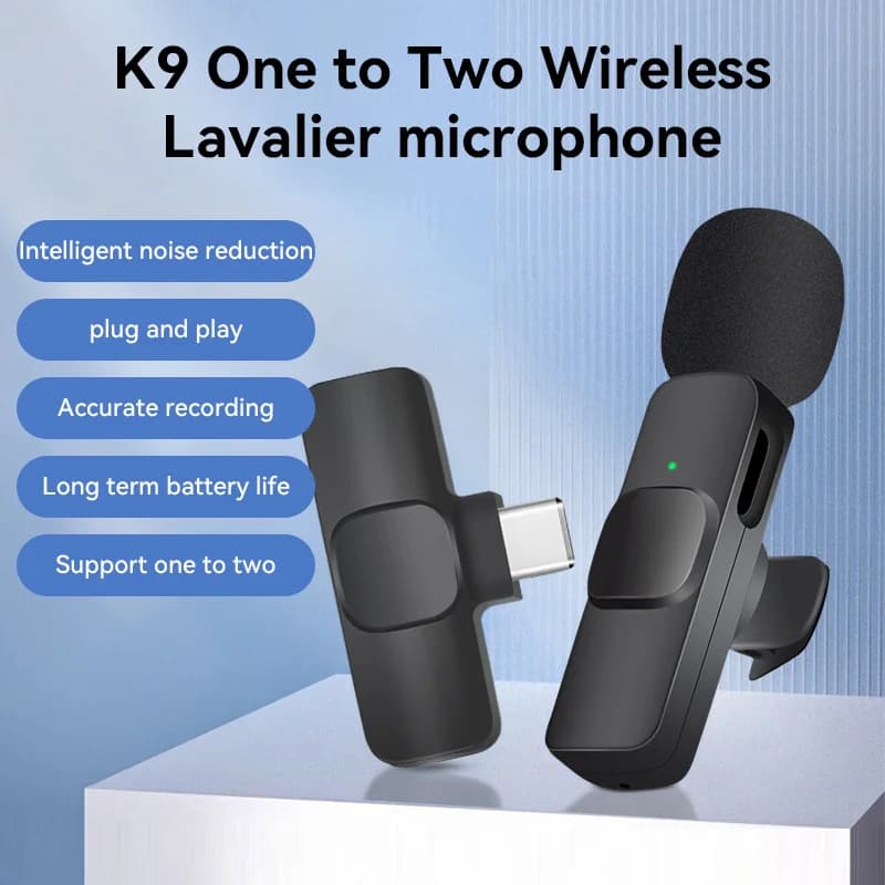 Mini microfono wireless con riduzione del rumore, microfono lavalier per iPhone e Android, registrazione audio, trasmissione live e vlogging