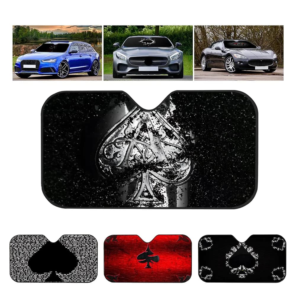 Ace Of Spade Photo Parabrezza per auto Parasole per auto Protezione per visiera parasole Foglio di alluminio 51,2 x 27,5 pollici