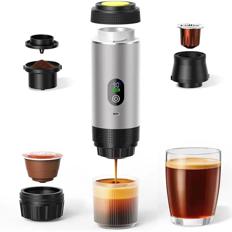 L65A-Camping Coffee Maker 3In1 Portable Electric Espresso Machine-20 Bar Self-Heating 7500Mah Battery,For Travel,Office