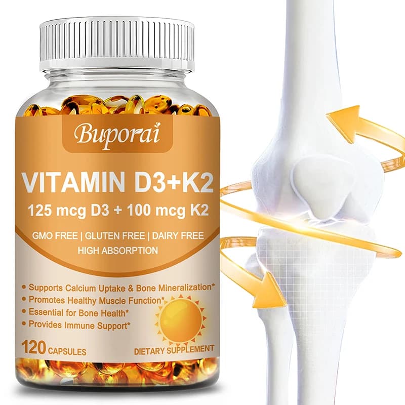Vitamin D3 + K2 - Immunity, Strong Bones, Heart Health, Joint Health, Muscle - Promotes calcium absorption suplement