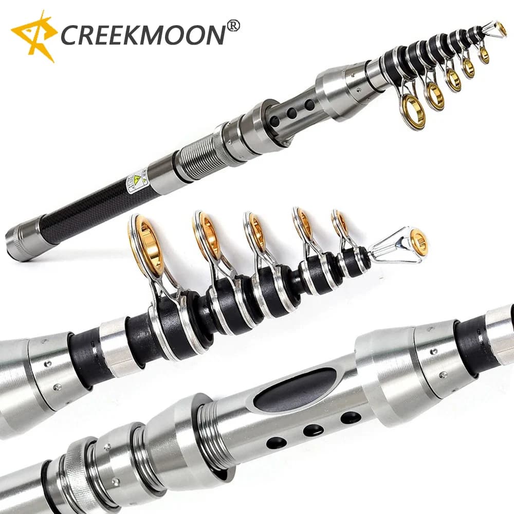 Canna telescopica in carbonio 1.5m 1.8m 2.1m 2.4m Canna da pesca multifunzione Canne da pesca rotanti da viaggio portatili per attrezzatura da pesca