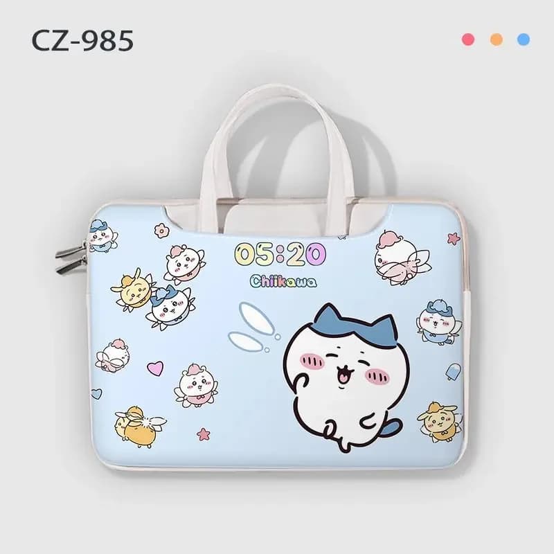 Borsa per laptop con animali dei cartoni animati Chiikawa, custodia protettiva con maniglia, custodia per computer portatile per viaggi e ufficio