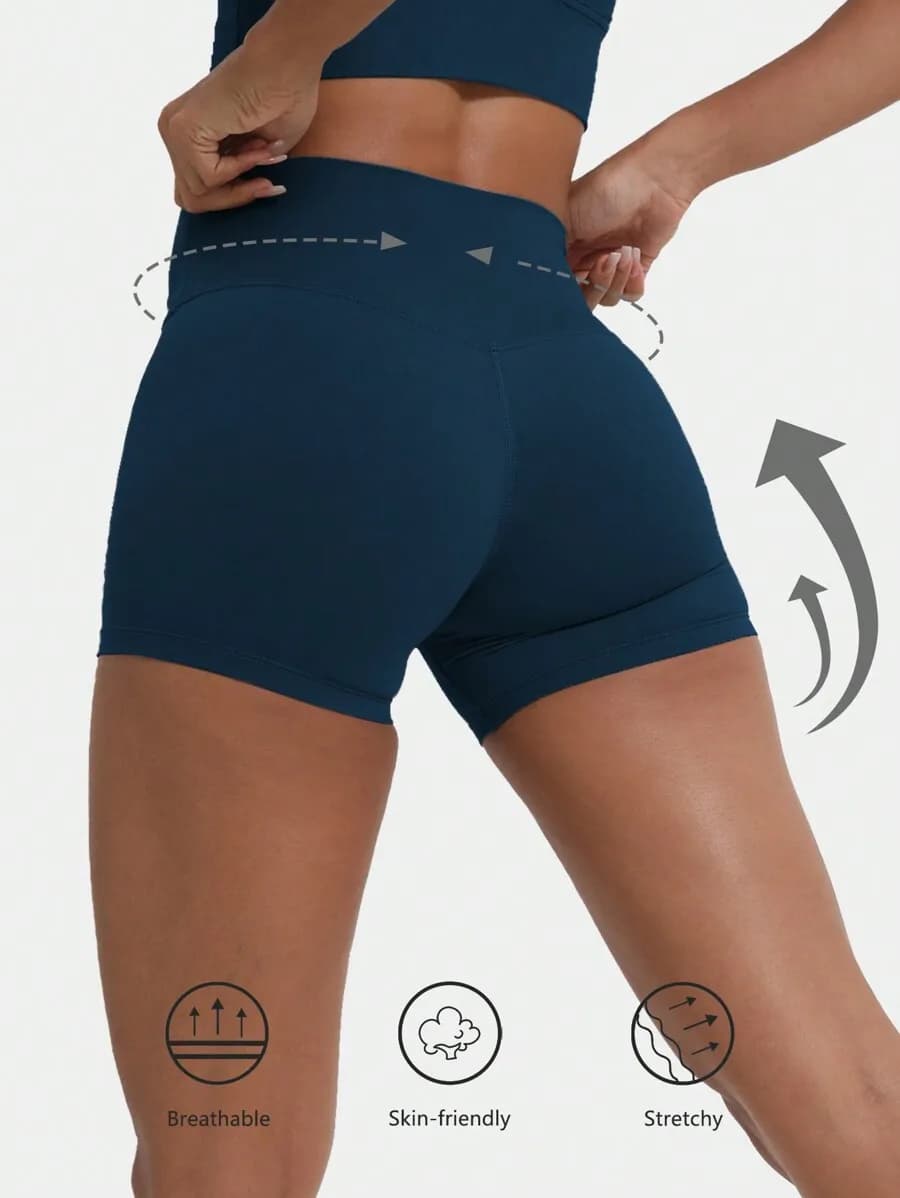 High Waist Yoga Shorts Breathable Stretchy Workout Running Gym Pants