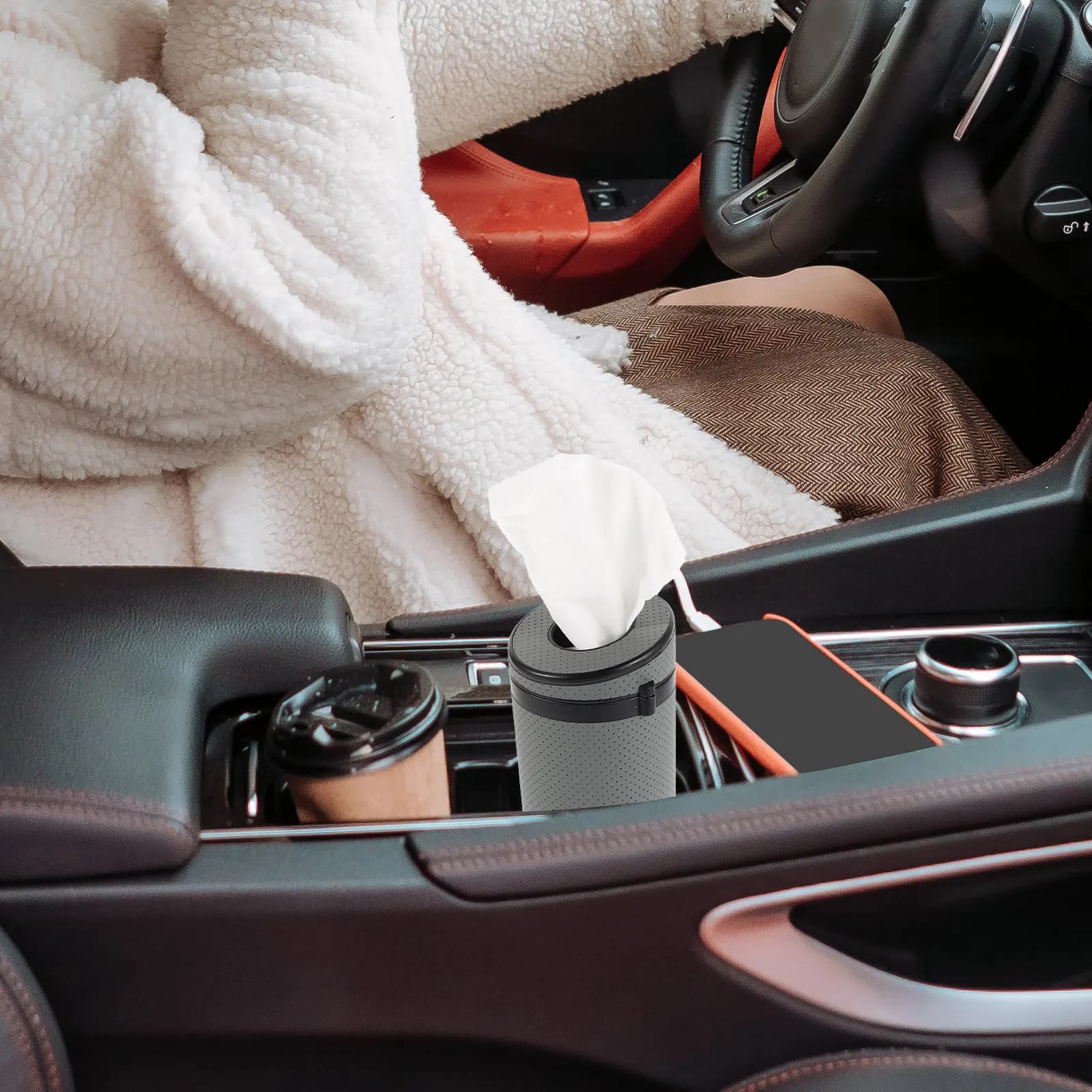 Portafazzoletti per Auto, Scatola Cilindrica Rotonda Universale, Organizzatore Compatto Salvaspazio per Fazzoletti, Ideale per Viaggi