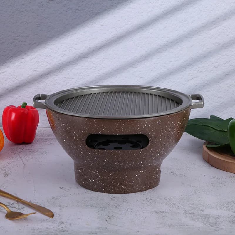 New Chinese Retro Style Non-stick BBQ Grill Pan Charcoal Alcohol Stove Korean Plate for Meat