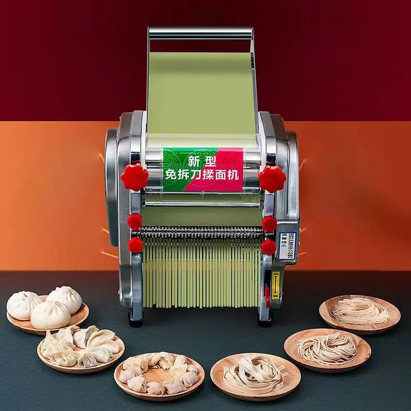 Macchina per pasta elettrica Macchina per noodle aggiornata Pressa per noodle Rullo per impasto Macchina per impastare la pelle per gnocchi commerciale 240 tipo 750W