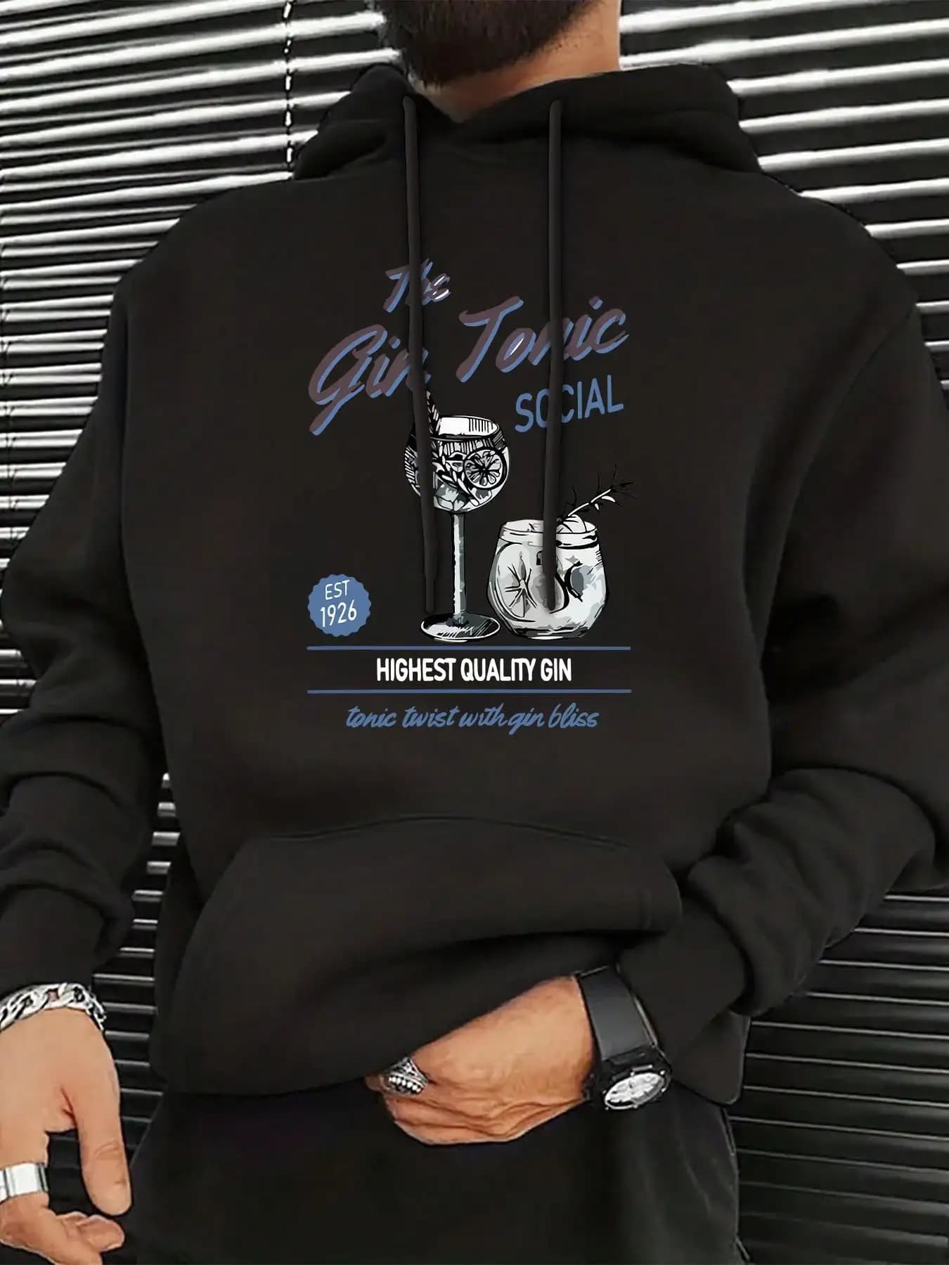 Unisex Hoodie Long Sleeve Sweatshirt With Hood, Unisex Hoodie Long Sleeve Sweatshirt With Hood, Gin & Tonic Social Party Print Men's Hooded