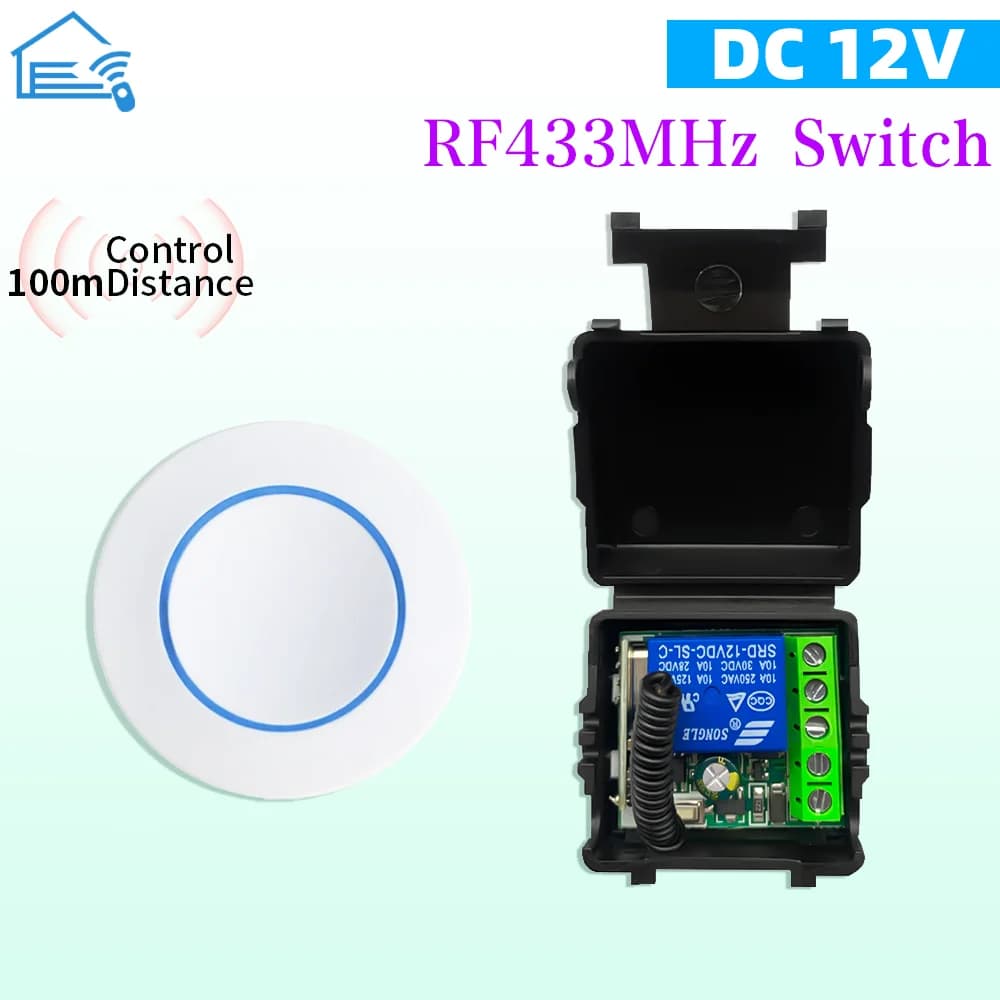 433Mhz Universal Wireless Remote Control Switch DC 12V 1CH Relay Receiver Module RF Transmitter Learning Button Remote Control
