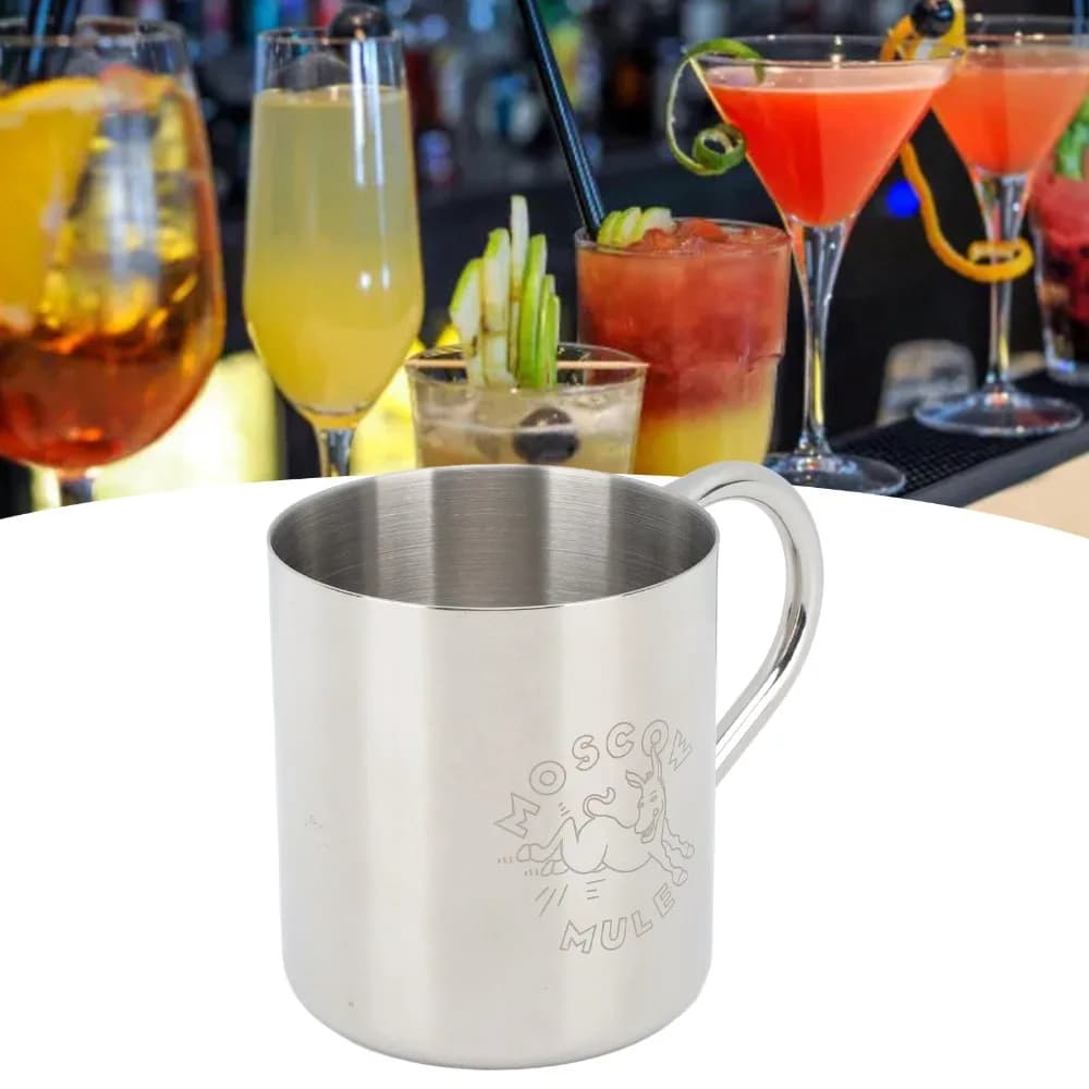 Tazza da Cocktail Infrangibile in Acciaio Inox 304 con Manico, Tazza da Birra Antiruggine, Bicchiere d'Acqua Argento per Bar