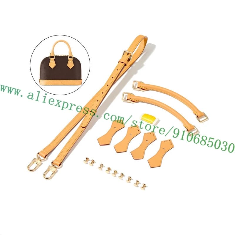 Per designer Alma Nano Bag Borsa da donna Maniglie in pelle beige naturale Supporti Tracolla Borsa Parti Accessori Kit di riparazione