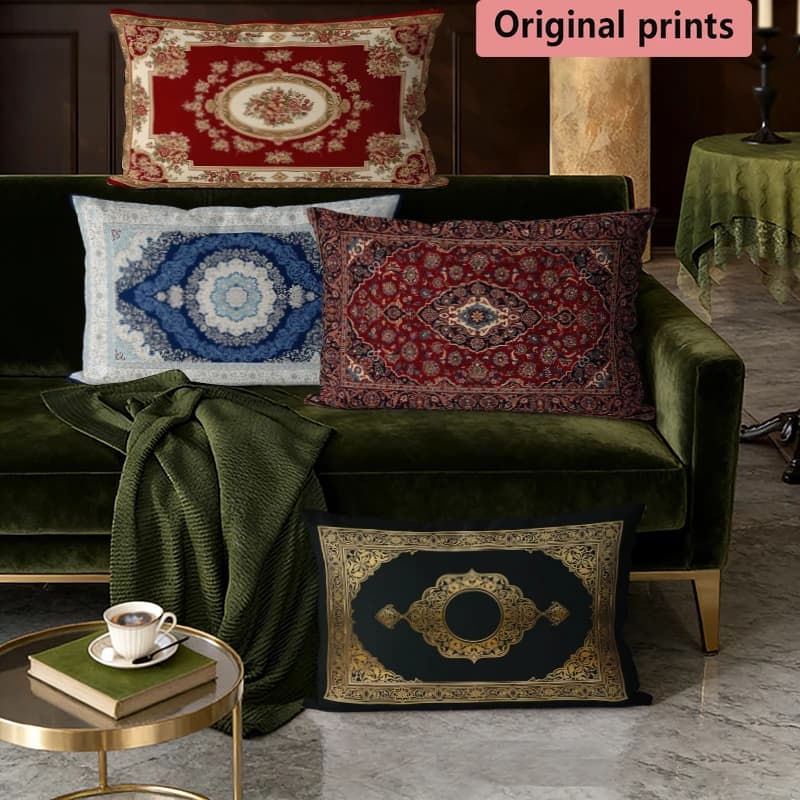 Vintage Persian Rug Pattern Pillow Covers Suitable For Sofa Bedroom Car Pillow Cover Cushion Rectangular Back Cushion