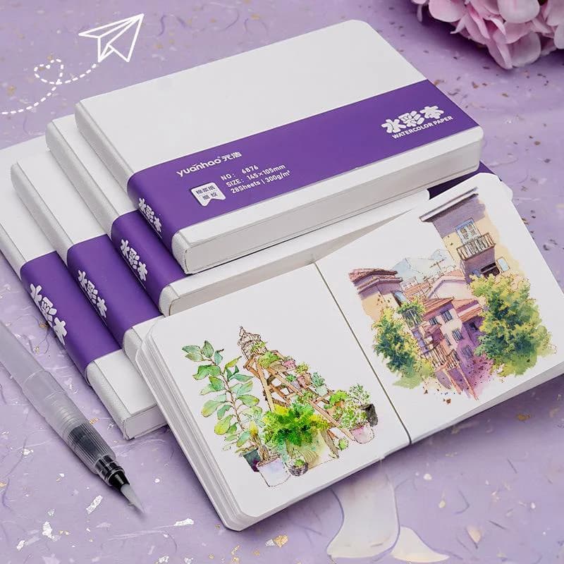 Watercolor paper painting book thick paper GSM300g square portable pocket book sketch 50% cotton pulp watercolor drawing book