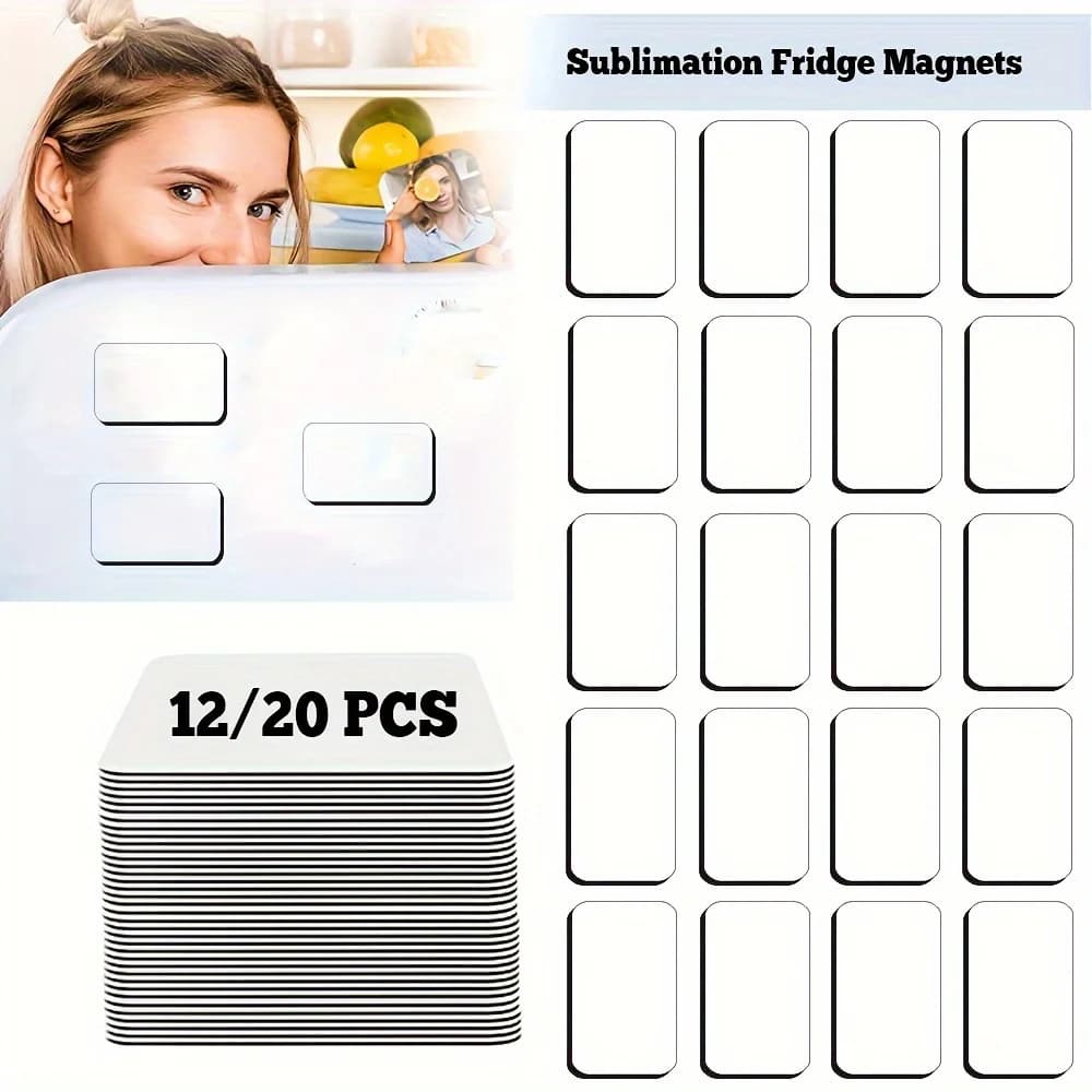 12/20pcs Sublimation Rectangle Blank Fridge Magnets for Home Kitchen Refrigerator Microwave Oven Wall Door Decoration