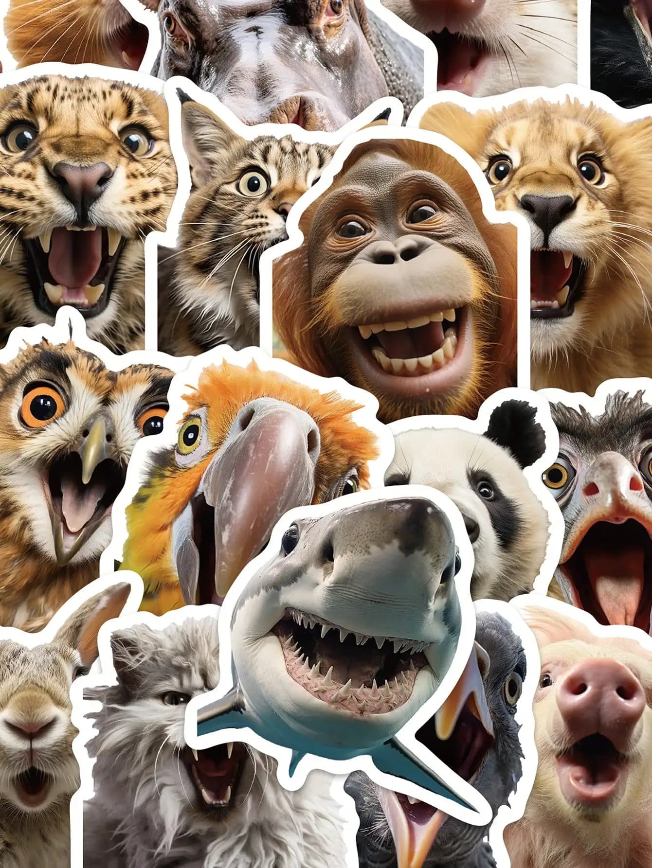 50pcs Funny Animal Face Decor Stickers For Skateboard, Phone Case, Laptop, Fridge, Luggage, Bedroom, Tablet, Notebook, Learning Reward Gift