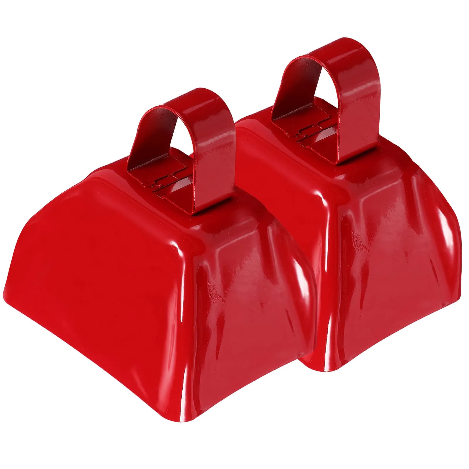Square shaped 2-piece bells with ergonomic handle, durable metal structure, strong sound and pleasant for football sports events
