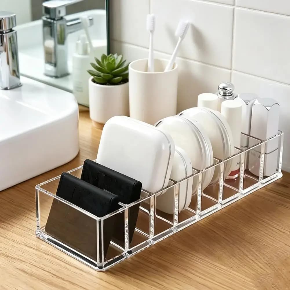 Clear Acrylic Makeup Organizer, 8 Grids Cosmetics Storage Case ,Transparent Container for Lipstick And Eyeshadow 97