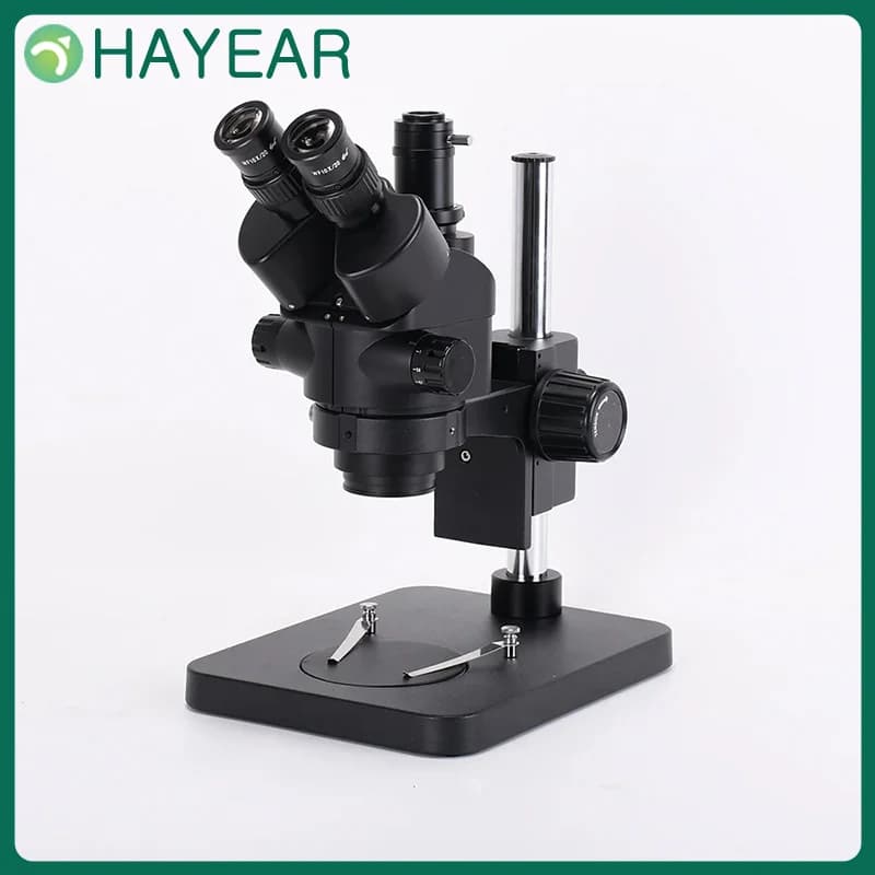 HAYEAR 7X-45X Microscopio trinoculare simul-focale Kit stereo professionale WF10X/20 Adattatore per attacco C per oculare per riparazione CPU PCB