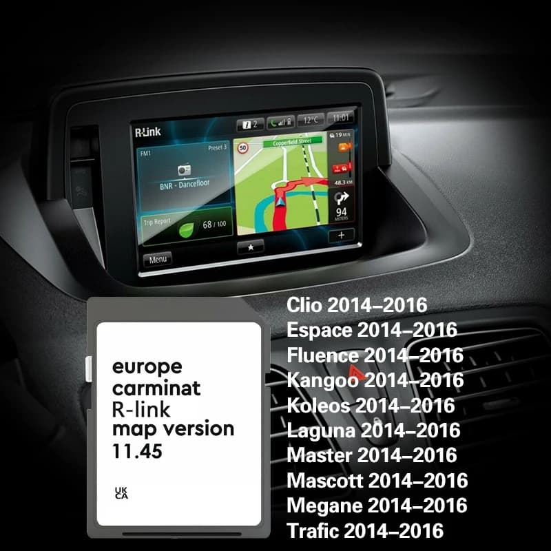 Scheda SD 16GB per Navigatore GPS Renault Megane Laguna Kangoo Carminat R-Link 11.45, Mappe Europa UK 2025