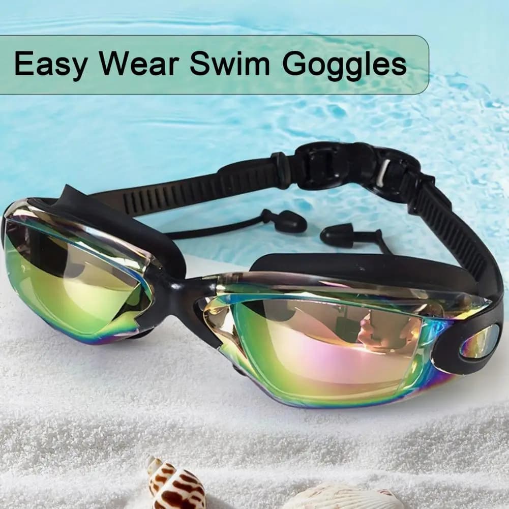 Swimwear with Ear Caps, Waterproof, Anti-fog, UV Protection, Transparent Lens, For Men and Women, Diving Equipment and Snorkeling in Silicone