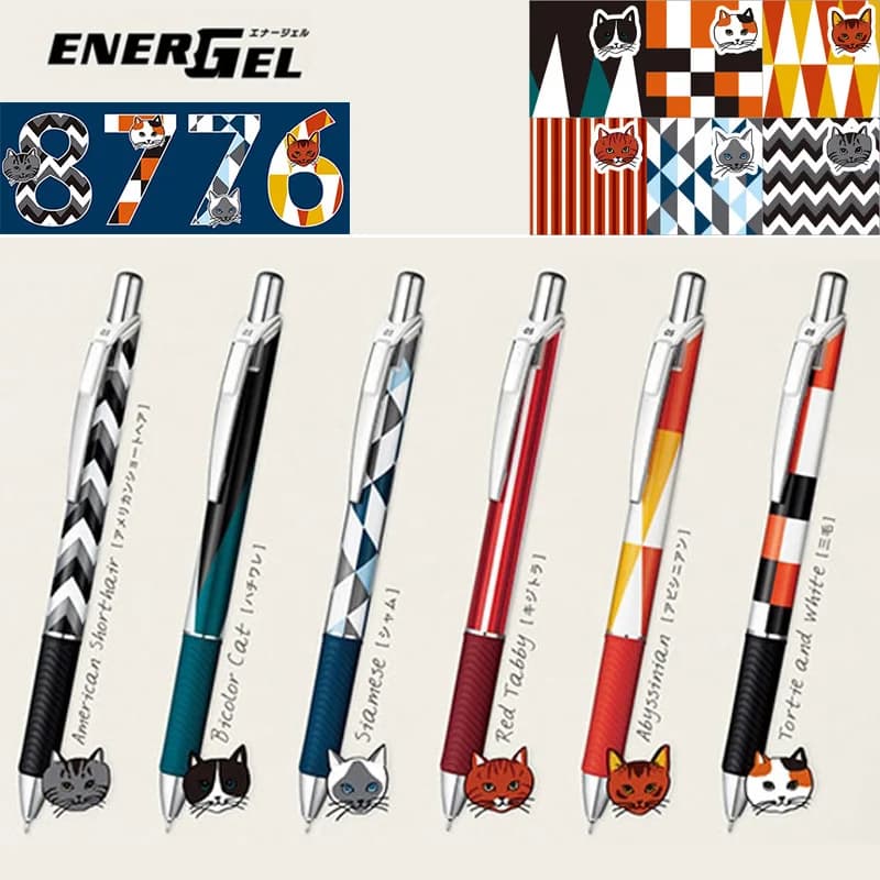 1Pc Japan Pentel BLN75 Cat tema Limited Press-type Gel Pen Energel penna Gel ad asciugatura rapida 0.5mm inchiostro nero forniture per studenti