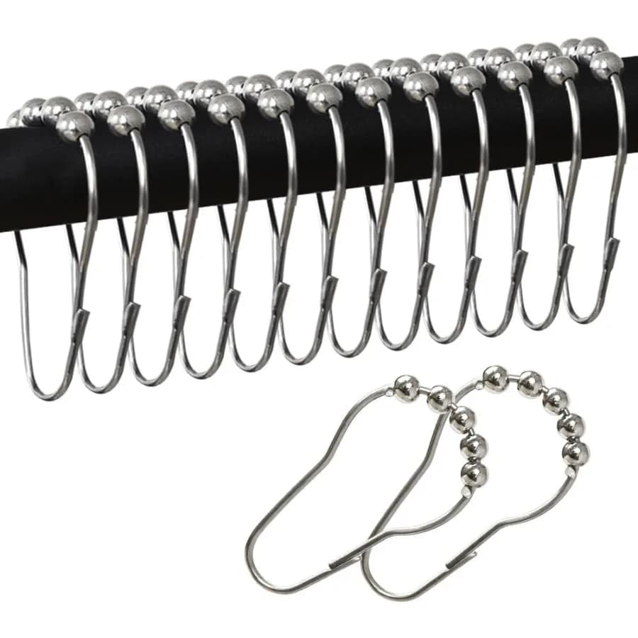 Ganci per tende da doccia in acciaio inossidabile Anelli decorativi per tende da doccia Rtproof per aste da doccia, confezione da 12