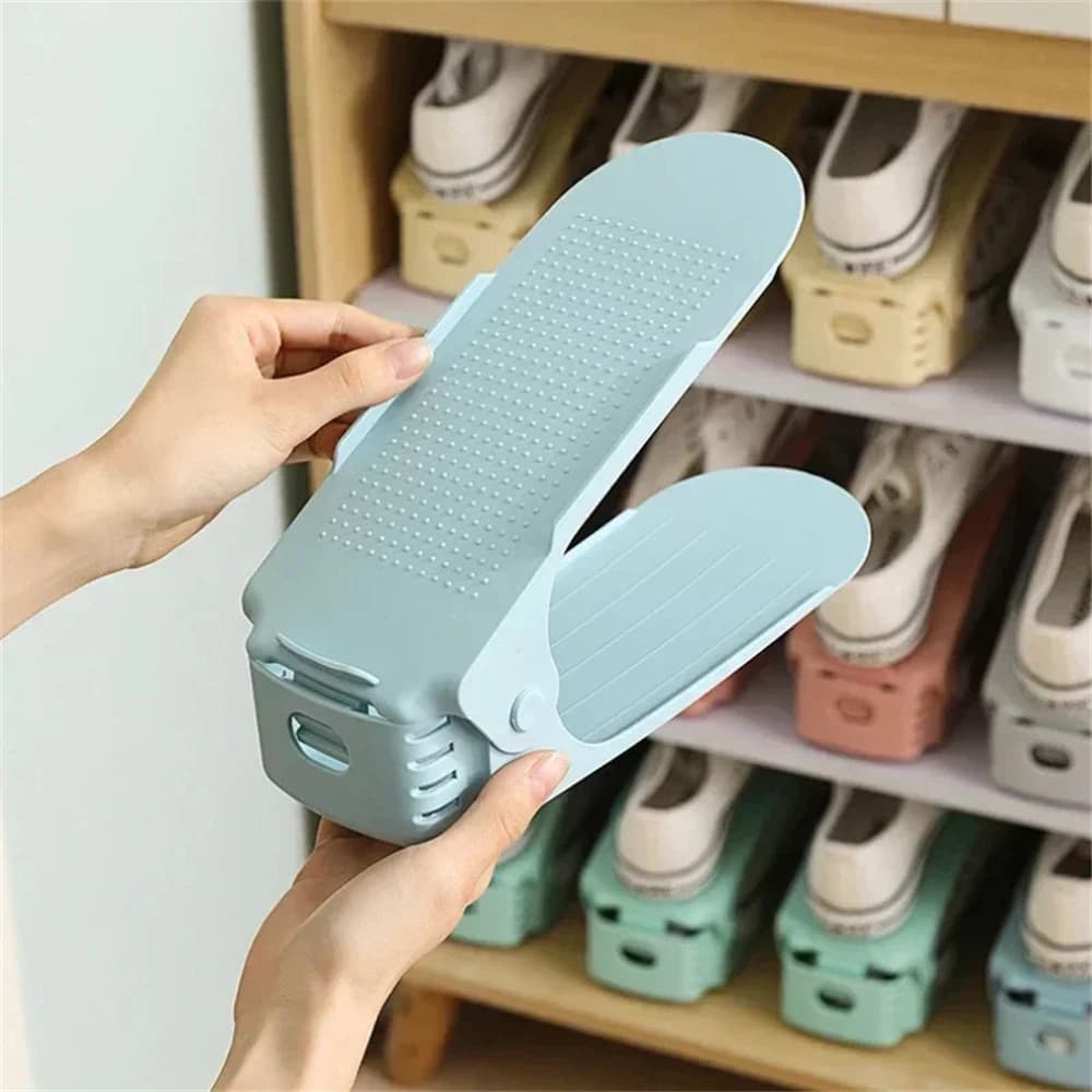 10 pezzi impilatore per scarpe regolabile slot per scarpe organizer slot per scarpe salvaspazio salvaspazio scarpiera durevole a doppio ponte per uso domestico