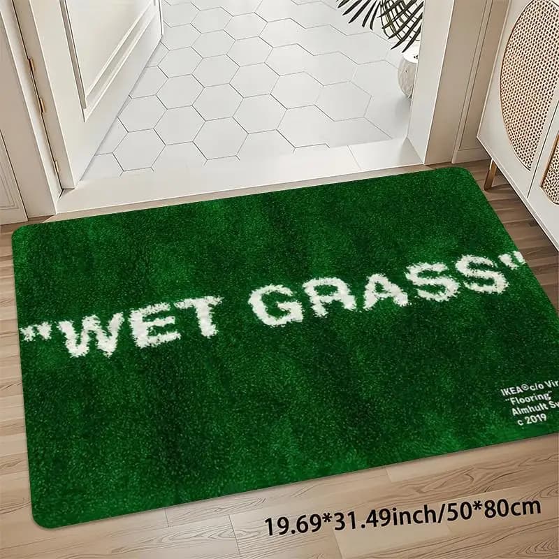 VIKAMA Carpet in Green Synthetic Grass, Entrance Mat, Bathroom Anti-slip Mat, Bedroom Cover, Home Decoration