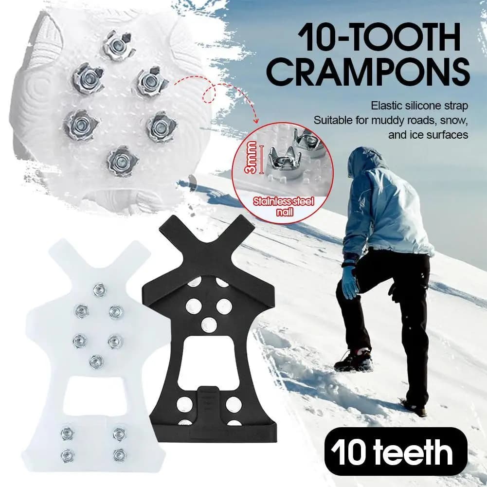 1 paio 10 denti antiscivolo impugnature per ghiaccio pinza scarpe stivali escursionismo arrampicata su ghiaccio scarpe chiodate sicurezza invernale antiscivolo scarpe copertura