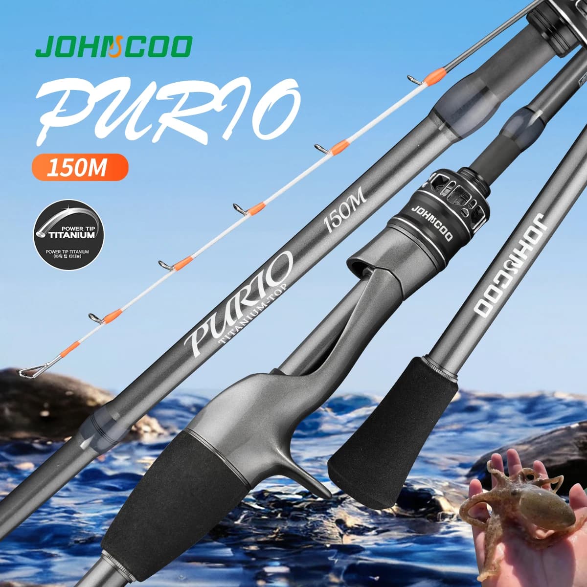 Johncoo 150 canna da pesca seppie canna da pesca polpo canna da pesca punta in titanio canna da pesca leggera canna da pesca in acqua di mare