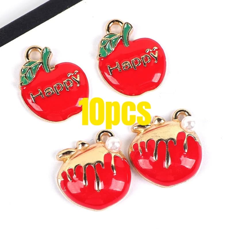 10 Pieces Apple Shape Pendants in Polished, Perfect for Fruit Theme Jewelry, Fa-da-Te Active Accessories for Earrings and Necklaces