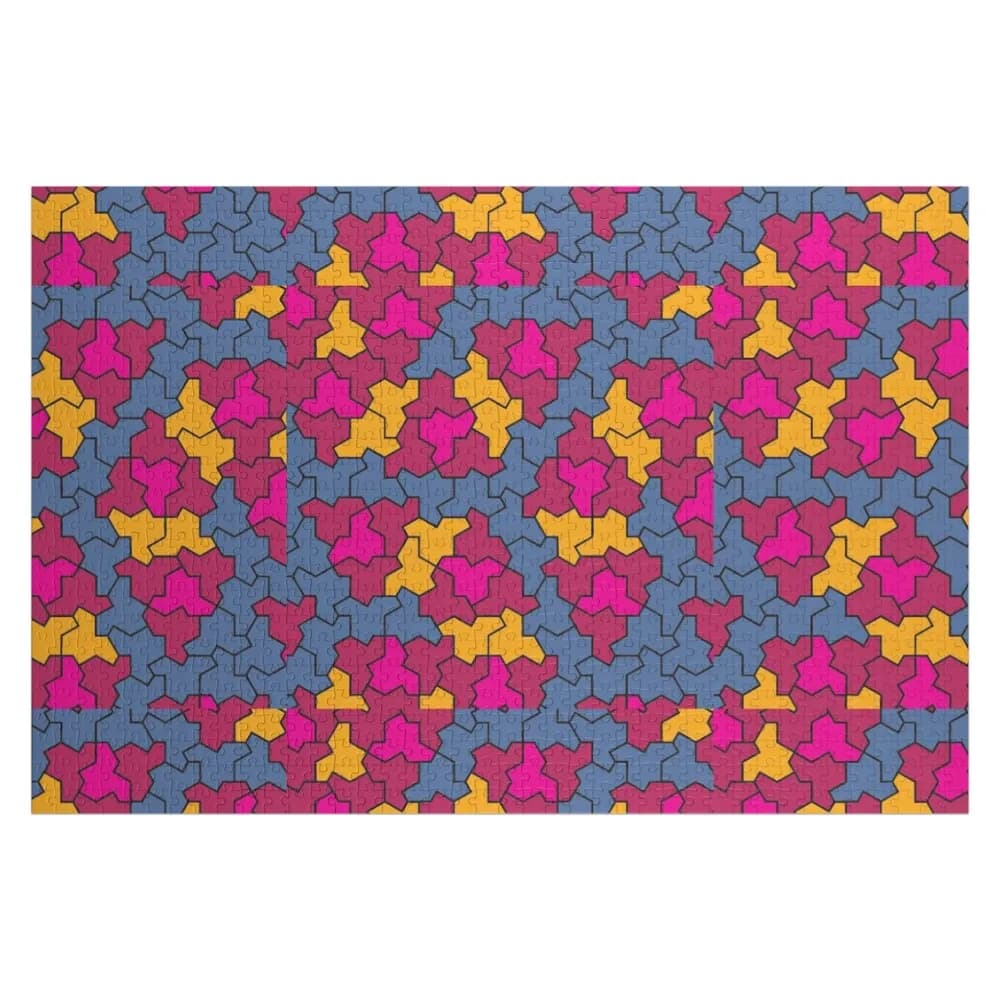 Puzzle Geometrico Aperiodico Einstein in Rosa, Viola, Giallo e Blu, Giocattoli Natalizi, Regali Personalizzati per Bambini