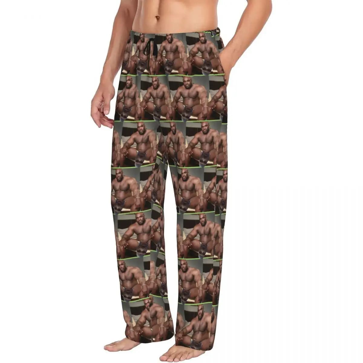 Pantaloni da pigiama da uomo personalizzati Big Dick Black Guy Meme Barry Wood Lounge Sleep Sleepwear Bottoms con tasche
