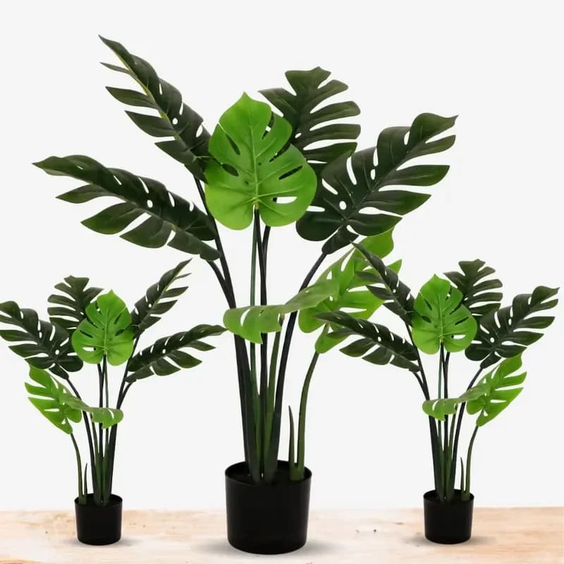 Simulation Green Plastic Artificial Palm Tree Potted Decorative Gel Texture with Turtle Back Leaf Artificial Plant