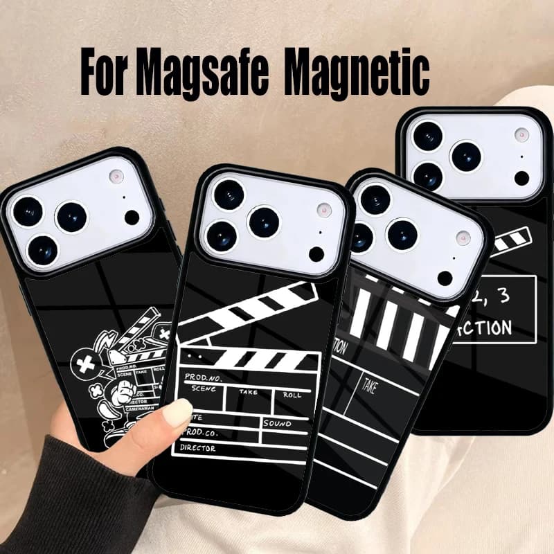 Cover Magnetica Wireless Magsafe Clapperboard per iPhone 17 Air 16e 15 14 13 12 11 Pro Max Plus