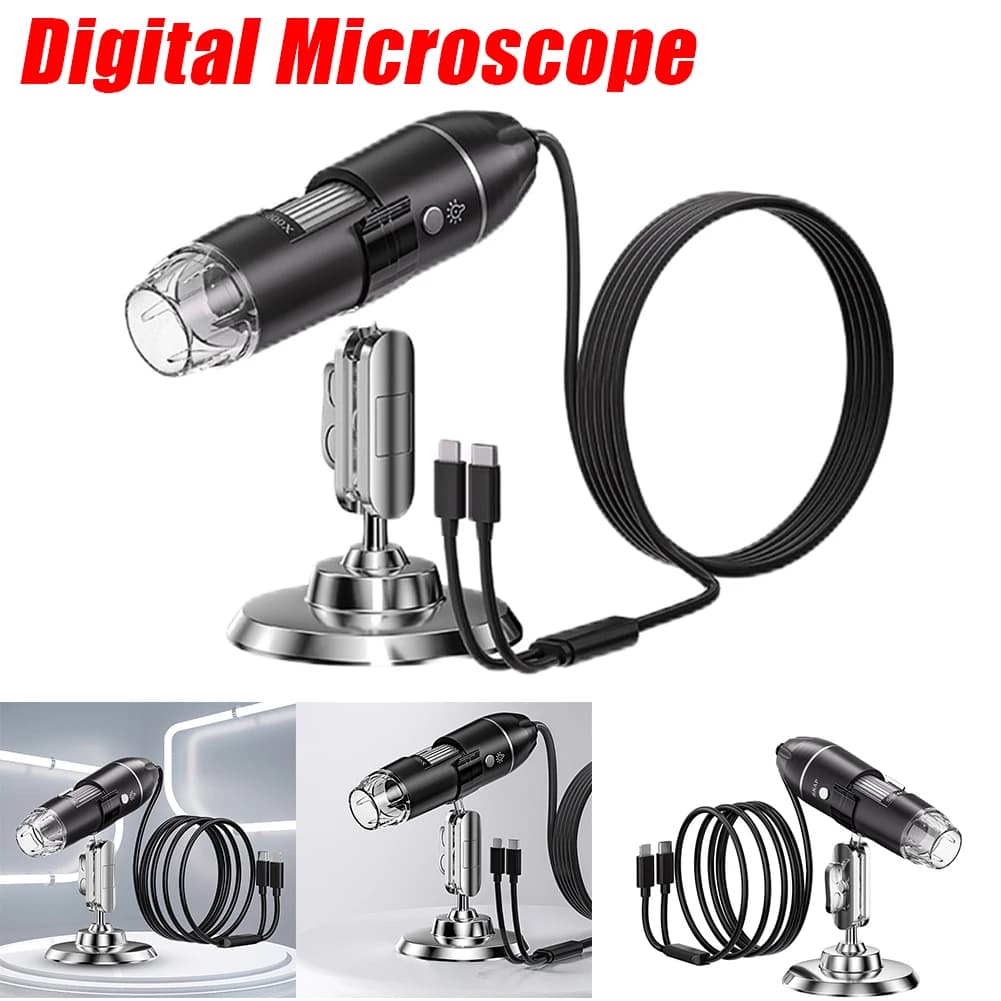 Microscopio Elettronico Portatile 1600X, Microscopio Digitale con Zoom, Microscopio Ottico per Valutazione Gioielli, Video per iOS e Android