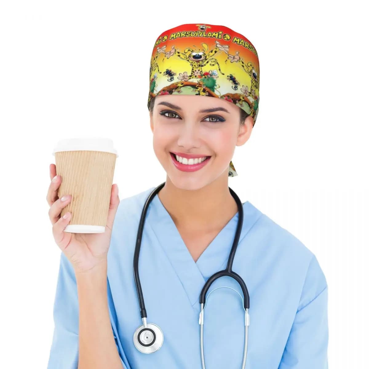 Cappello Chirurgico Unisex Regolabile con Stampa Marsupilami, Berretto da Lavoro per Medici e Infermieri, Ideale per Dentisti