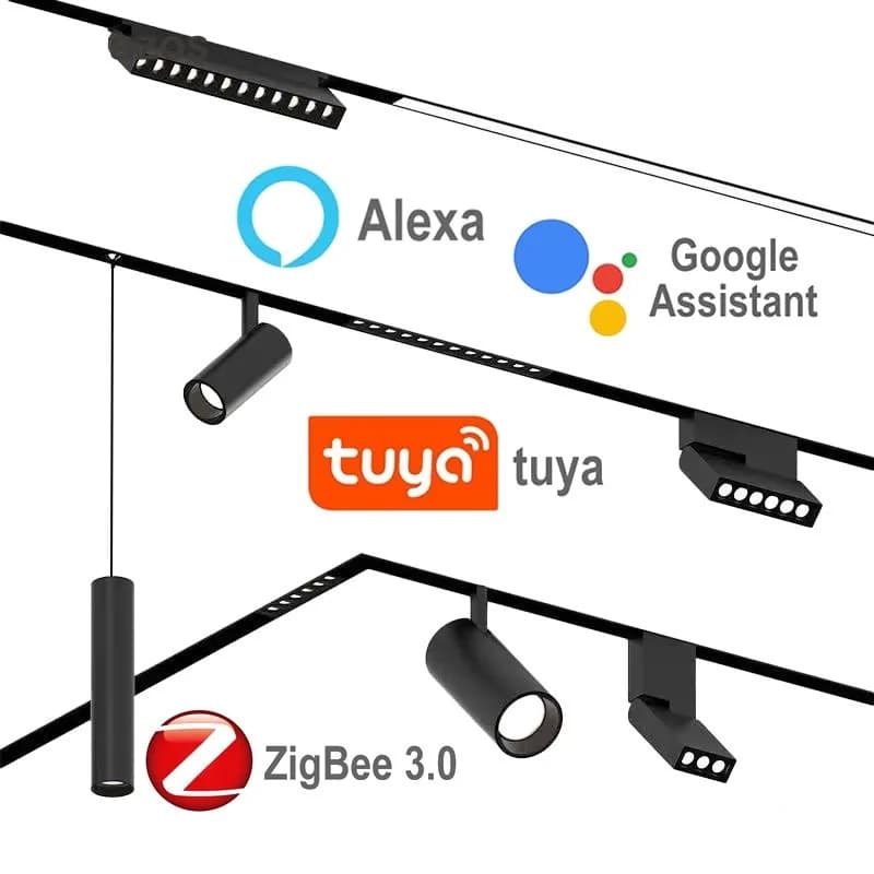 Smart zigbee 3.0 LED Magnetic Track Light dimmerabile 48V lampada a sospensione magnete flessibile Fixture Rail Design moderno sistema Tuya
