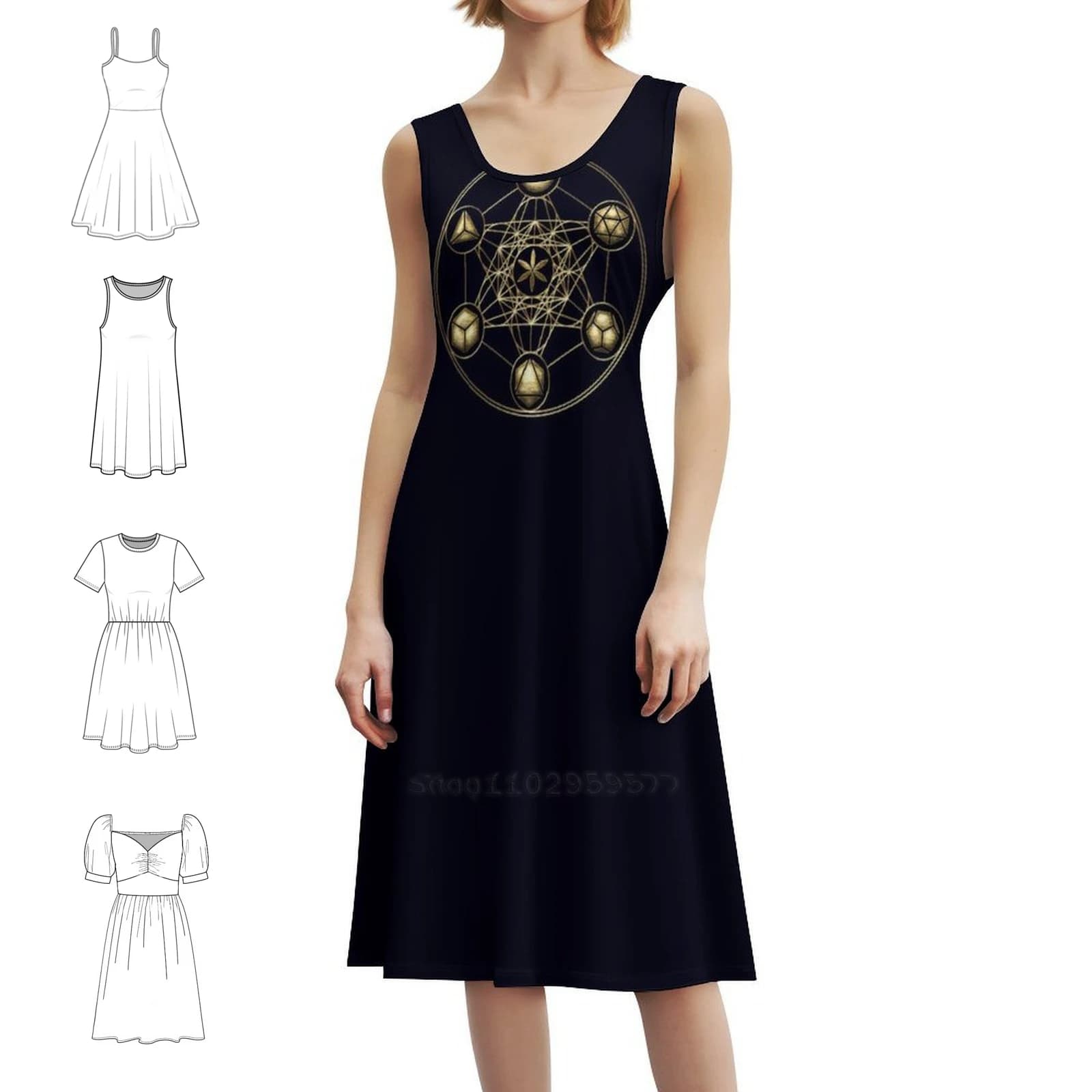 Solid Platonic Metatrons Cube Flower Of Life Boho Chic Abito elegante moda spiaggia abito da festa di nozze simbolo universale