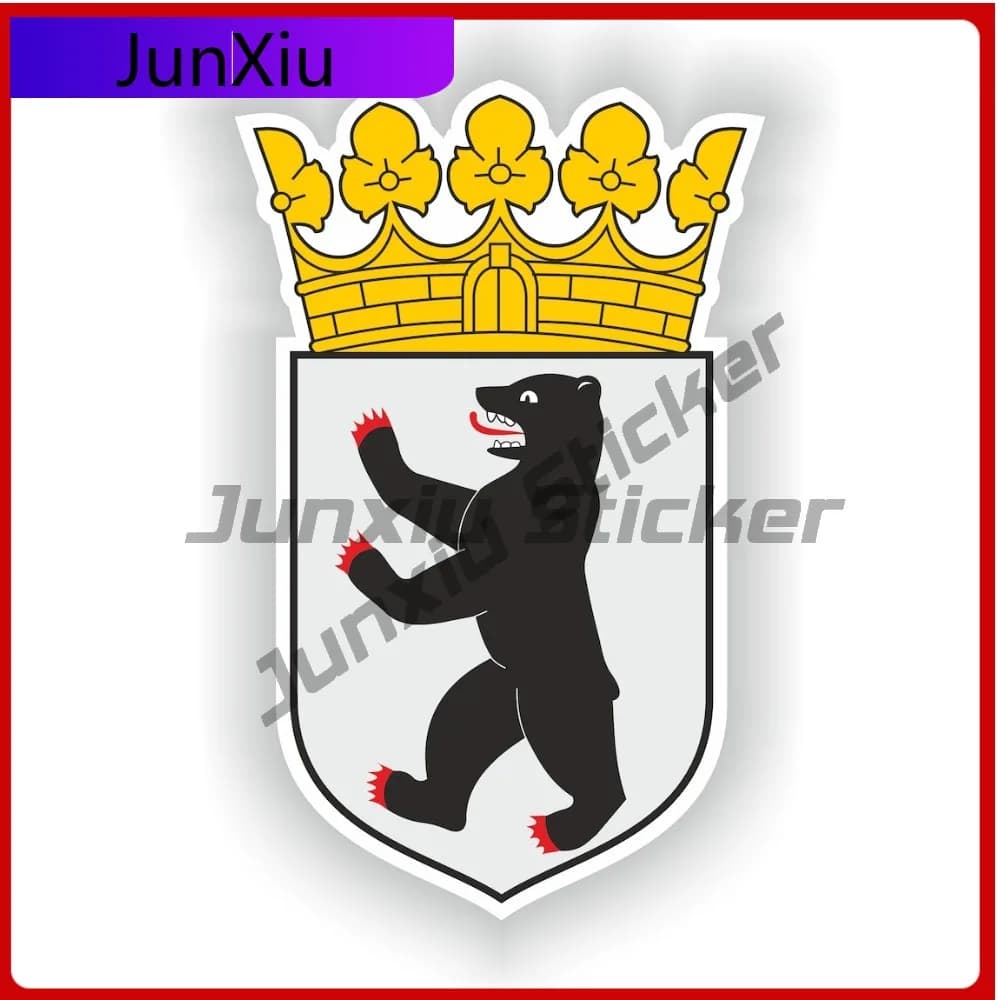 Berlin Germany City Coat Of Arms Sticker With Flag Cover Scratch Decal Accessories For Bumper Laptop Fridge Helmet Toolbox Door